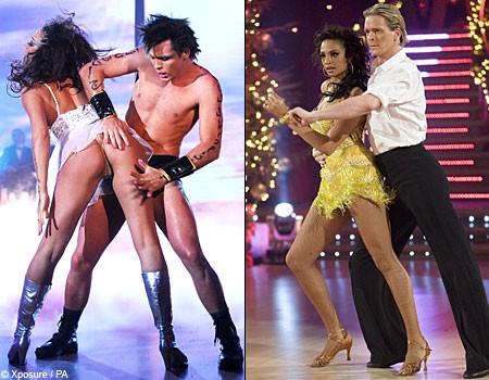 Bailado Por Un Suenod của Argentina (trái) và Dancing With The Stars của Mỹ vừa giống lại vừa khác nhau ở độ khoe da thịt.